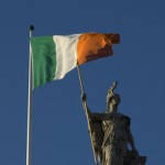 Statue and Irish Flag