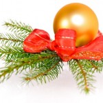 Weihnachtskugel mit Tannenzweig