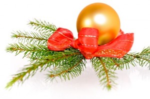 Weihnachtskugel mit Tannenzweig