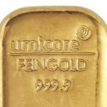 Umicore-Goldbarren 100g in gegossener Form