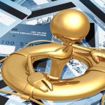 3D Credit Card Concept Worried In Life Preserver