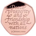 Goldmünze-Brexit-Schrift