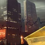 Banken-Kernschmelze-Goldbarren