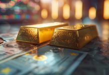 Goldbarren auf Büroschreibtisch symbolisieren die steigende Goldnachfrage den der COMEC