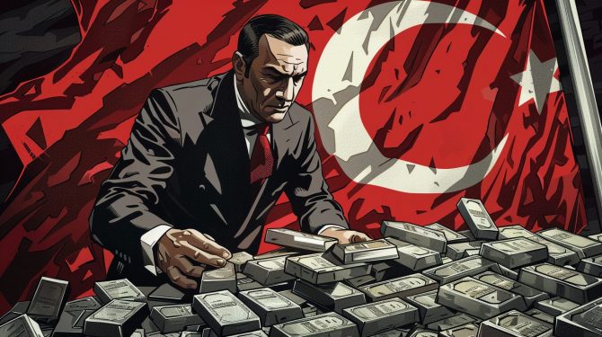 Silberbarren vor türkischer Flagge: Symbolbild für die in der Türkei eingebrochenen Silber-Importe