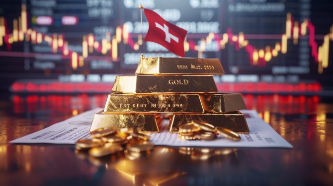 Goldbarren als Symbol für den Handelskonflikt zwischen Schweiz und USA