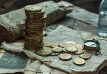 Gold in der Krise -Goldmünzen und Vorräte als symbolisches Stillleben