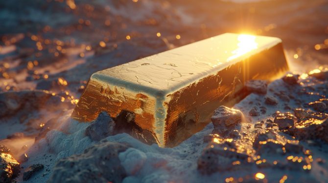 Goldbarren im Sonnenlicht – Symbol für einen Goldpreis auf Rekordhoch