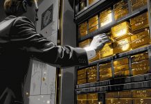 Goldpreis steigt – ETF-Zuflüsse signalisieren neuen Aufwärtsimpuls Institutioneller Anleger greift im Tresor nach gestapelten Goldbarren – Symbol für ETF-Zuflüsse und steigende Goldnachfrage