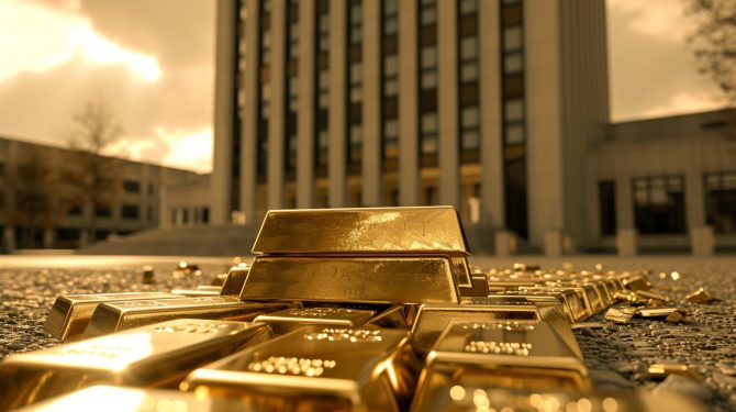 Goldbarren vor Regierungsgebäude – Diskussion um Goldverkäufe von Zentralbanken