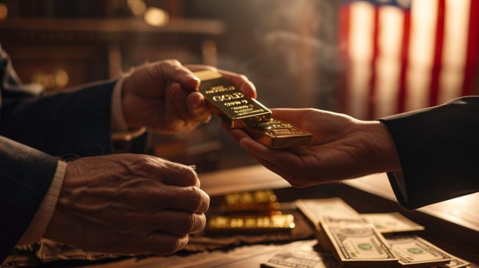 Übergabe von Goldbarren als Symbol für physische Auslieferungen am Terminmarkt