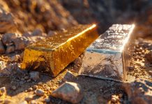 Goldabsatz fällt – aber Platinmetalle boomen in Südafrika Gold- und Platinbarren nebeneinander als Symbol für Südafrikas Rohmetallmarkt
