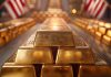 Goldpreis nahe 5.000 USD: Gestapelte Goldbarren im COMEX-Umfeld mit US-Bezug