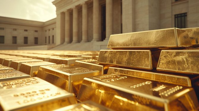 Goldreserven der Zentralbanken: Goldbarren symbolisieren wachsende staatliche Bestände Goldreserven der Zentralbanken: Goldbarren symbolisieren wachsende staatliche Bestände