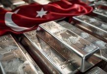 Silberbarren mit Türkei-Flagge – Silberimporte steigen um 550 Prozent