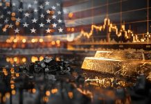 Goldpreis reagiert auf starke US-Wirtschaftsdaten vor US-Flagge