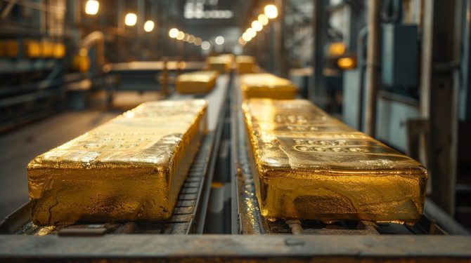 Goldabsatz in Südafrika erreicht Rekordniveau – Goldbarren in industrieller Verarbeitung Goldabsatz in Südafrika erreicht Rekordniveau – Goldbarren in industrieller Verarbeitung