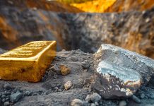 Gold-Förderung in Südafrika – Goldbarren und Platinmetall im Bergbau