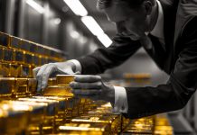 Banker prüft Goldbarren in einem Tresor – Bankenpositionen im Goldmarkt