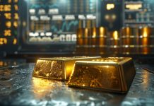 Goldbarren vor Börsenbildschirm – Kapitalbewegungen bei Gold-ETFs